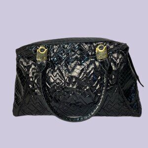 Vintage Judith Leiber Black Snakeskin Embroidered Handbag